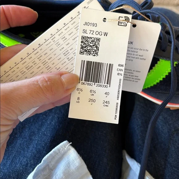 NWT adidas SL 72 OG night indigo and solar green sneaker. - Picture 3 of 4